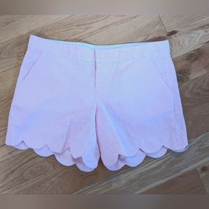 Pink Scalloped Hem Women Shorts